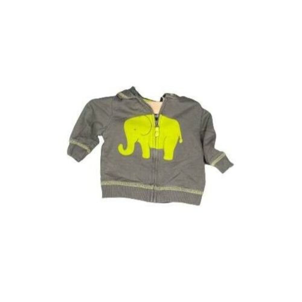 Carters Hoodie Boys 3 Months Green Gray Full Zipper Long Sleeve